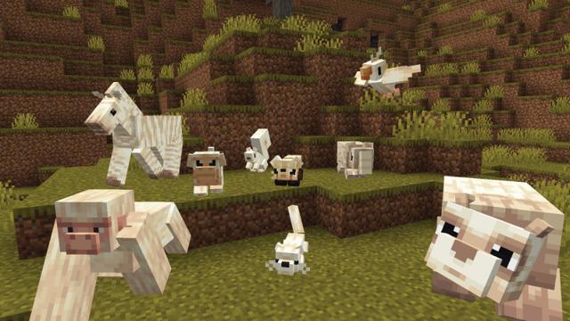Screenshot of the Minecraft Bedrock Marketplace product Albino Animals created by Hourglass Studios.