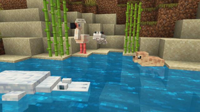Screenshot of the Minecraft Bedrock Marketplace product Albino Animals created by Hourglass Studios.