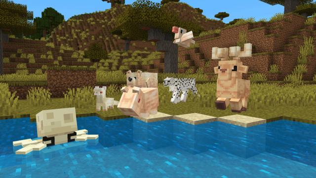 Screenshot of the Minecraft Bedrock Marketplace product Albino Animals created by Hourglass Studios.