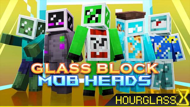 Thumbnail of the Minecraft Bedrock Marketplace product Glass Block Mob Heads created by Hourglass Studios.