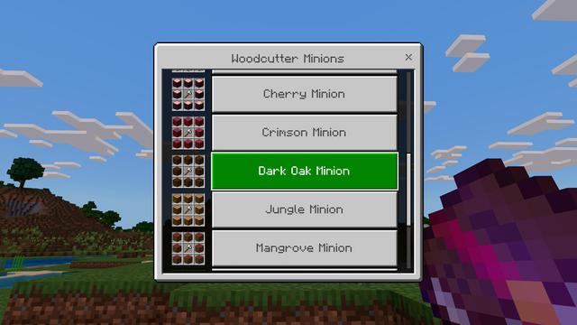 Screenshot of the Minecraft Bedrock Marketplace product Minions+ created by Hourglass Studios.