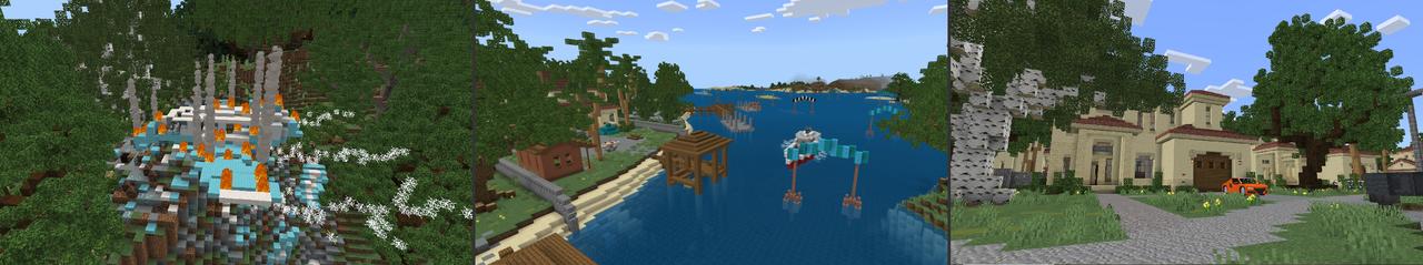 Panorama of the Minecraft Bedrock Marketplace product Modern Luxury Island created by Hourglass Studios.