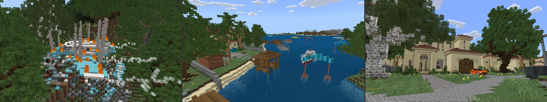 Panorama of the Minecraft Bedrock Marketplace product Modern Luxury Island created by Hourglass Studios.