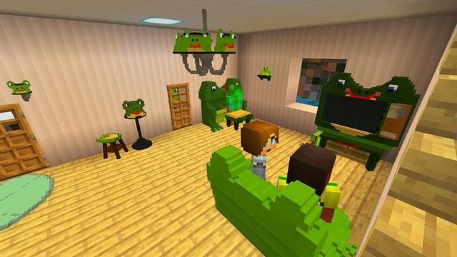 Screenshot of the Minecraft Bedrock Marketplace product Froggy Furniture created by House of How.