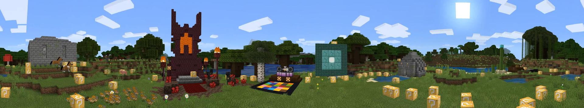 Panorama of the Minecraft Bedrock Marketplace product Lucky Block: Survival created by House of How.