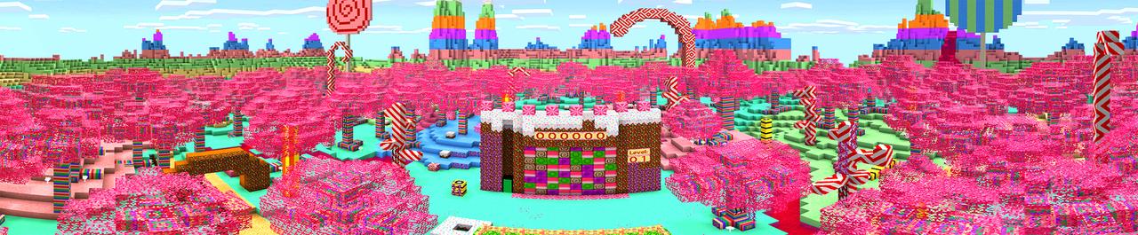 Panorama of the Minecraft Bedrock Marketplace product MatchCraft: Candy Castle created by House of How.