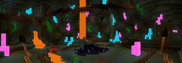 Panorama of the Minecraft Bedrock Marketplace product Mining Challenge created by House of How.