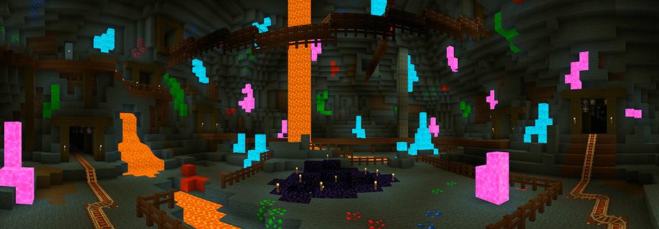 Panorama of the Minecraft Bedrock Marketplace product Mining Challenge created by House of How.