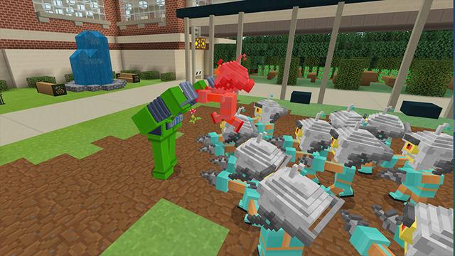 Screenshot of the Minecraft Bedrock Marketplace product Robots vs Aliens created by House of How.