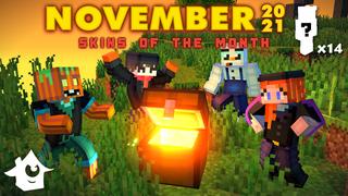 Thumbnail of the Minecraft Bedrock Marketplace product Skins of the Month - November created by House of How.