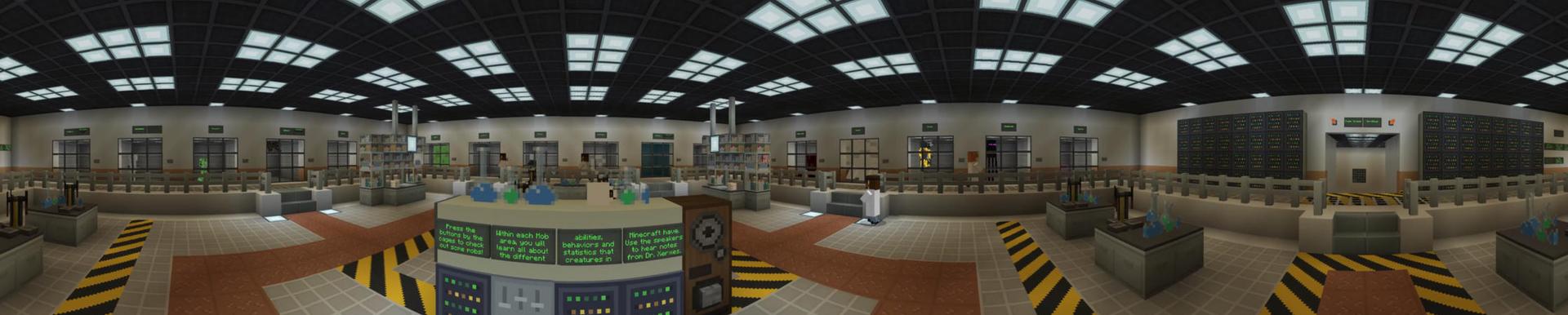 Panorama of the Minecraft Bedrock Marketplace product Tutorial Lab: Mobs! created by House of How.