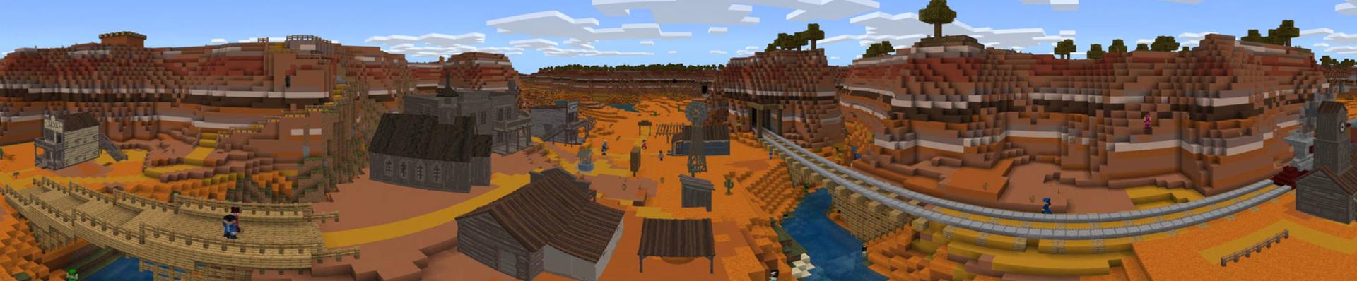 Panorama of the Minecraft Bedrock Marketplace product Western Town created by House of How.