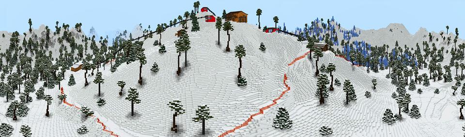 Panorama of the Minecraft Bedrock Marketplace product Winter Vacation Furniture created by House of How.