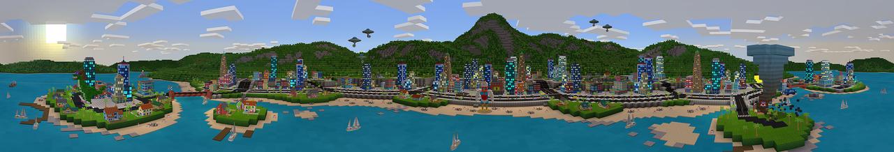 Panorama of the Minecraft Bedrock Marketplace product City Stompers created by Imagiverse.