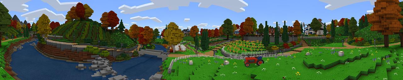 Panorama of the Minecraft Bedrock Marketplace product Honey Hill Farm created by Imagiverse.