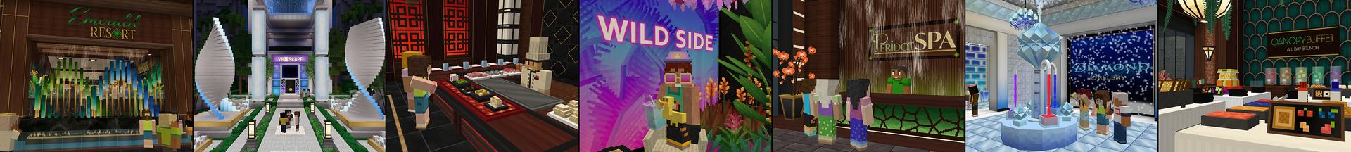 Panorama of the Minecraft Bedrock Marketplace product Party Island 2 created by Imagiverse.