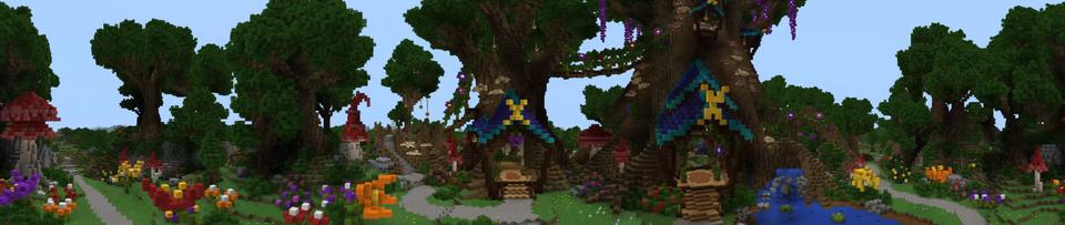 Panorama of the Minecraft Bedrock Marketplace product Wisteria Grove created by Imagiverse.