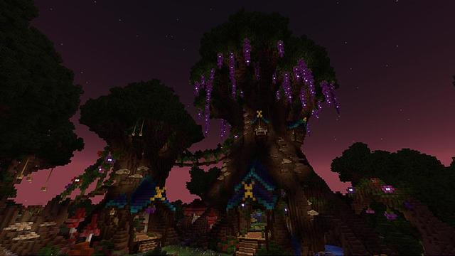 Screenshot of the Minecraft Bedrock Marketplace product Wisteria Grove created by Imagiverse.