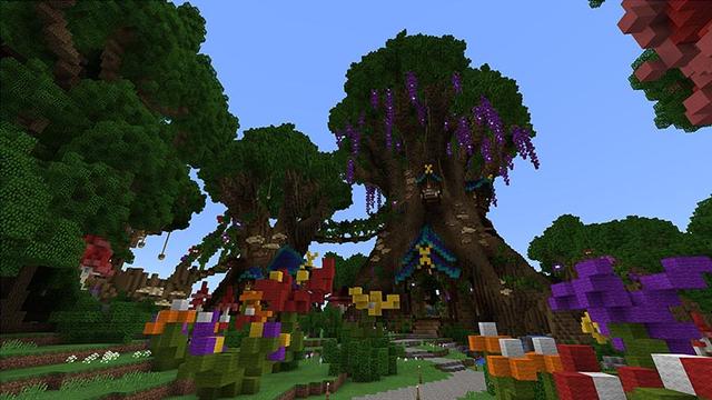 Screenshot of the Minecraft Bedrock Marketplace product Wisteria Grove created by Imagiverse.