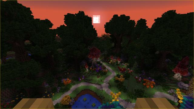 Screenshot of the Minecraft Bedrock Marketplace product Wisteria Grove created by Imagiverse.