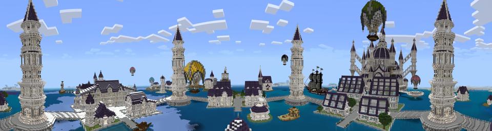 Panorama of the Minecraft Bedrock Marketplace product Floating city: Sodalite created by Impress.