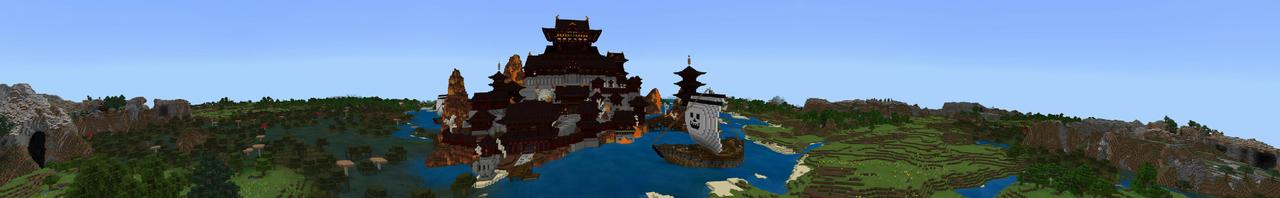 Panorama of the Minecraft Bedrock Marketplace product Samurai vs Ogre Castle Assault created by Impress.
