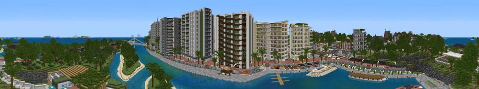 Panorama of the Minecraft Bedrock Marketplace product Beachside City created by Impulse.
