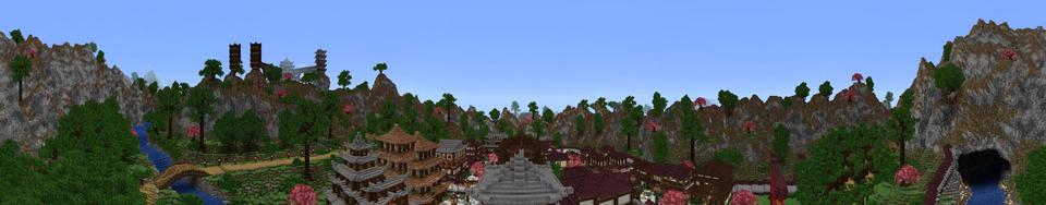 Panorama of the Minecraft Bedrock Marketplace product Cherry Blossom Castle created by Impulse.