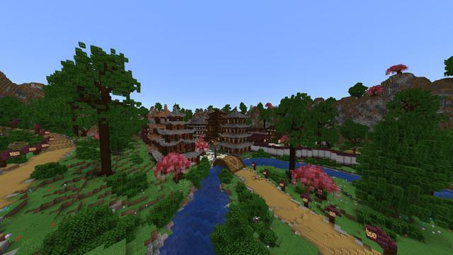 Screenshot of the Minecraft Bedrock Marketplace product Cherry Blossom Castle created by Impulse.