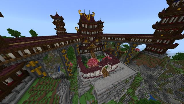 Screenshot of the Minecraft Bedrock Marketplace product Cherry Blossom Castle created by Impulse.
