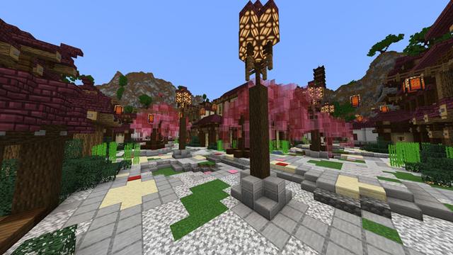 Screenshot of the Minecraft Bedrock Marketplace product Cherry Blossom Castle created by Impulse.