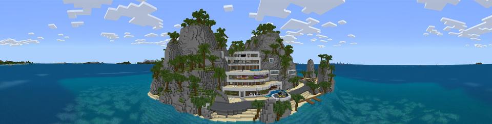 Panorama of the Minecraft Bedrock Marketplace product Luxury Island Mansion created by Impulse.