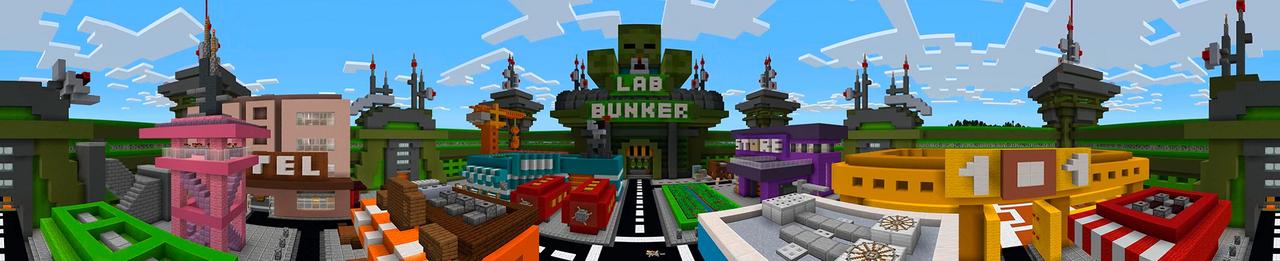 Panorama of the Minecraft Bedrock Marketplace product 100 Days Zombie Bunker created by In Mine.