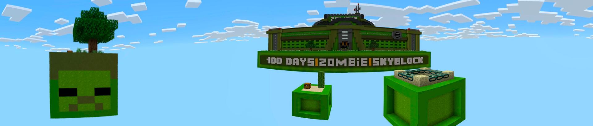 Panorama of the Minecraft Bedrock Marketplace product 100 Days Zombie Skyblock created by In Mine.