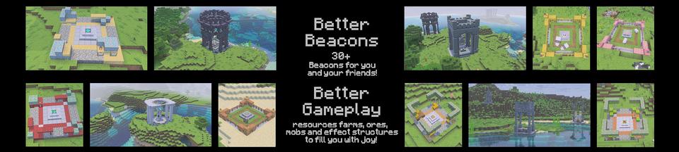 Panorama of the Minecraft Bedrock Marketplace product Better Beacons created by In Mine.