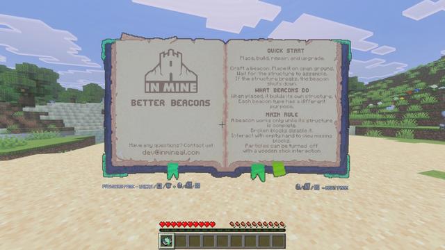 Screenshot of the Minecraft Bedrock Marketplace product Better Beacons created by In Mine.