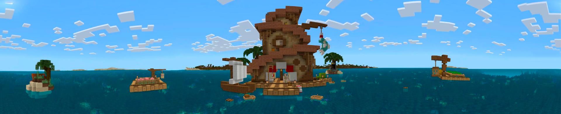 Panorama of the Minecraft Bedrock Marketplace product Houseboat Survival created by In Mine.