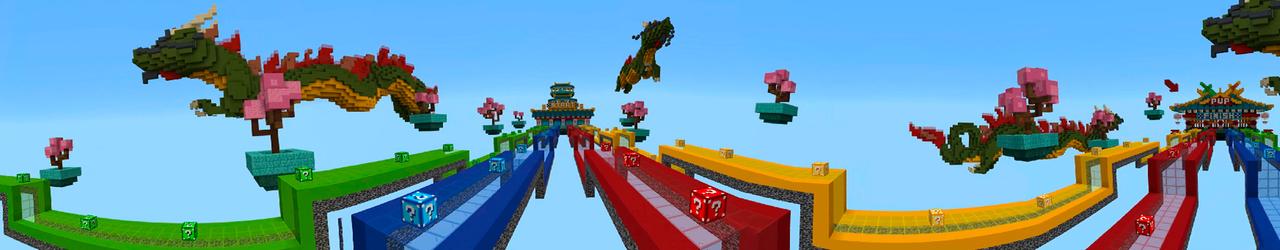 Panorama of the Minecraft Bedrock Marketplace product Luckyblock Ninja Race created by In Mine.
