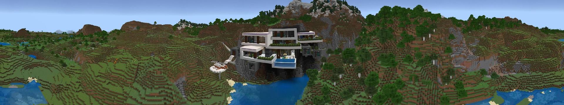 Panorama of the Minecraft Bedrock Marketplace product Millionaire Cliff Villa created by In Mine.
