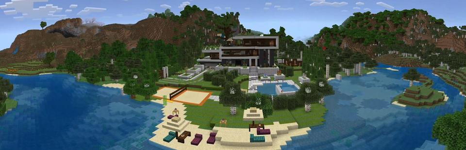 Panorama of the Minecraft Bedrock Marketplace product Millionaire Forest Villa created by In Mine.