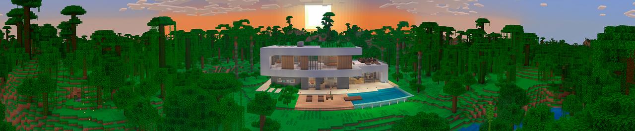 Panorama of the Minecraft Bedrock Marketplace product Modern  House - Jungle created by In Mine.