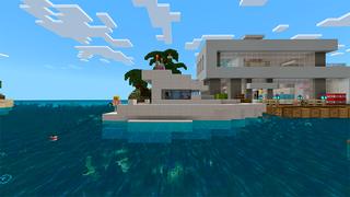 Screenshot of the Minecraft Bedrock Marketplace product Modern Houseboat Survival created by In Mine.