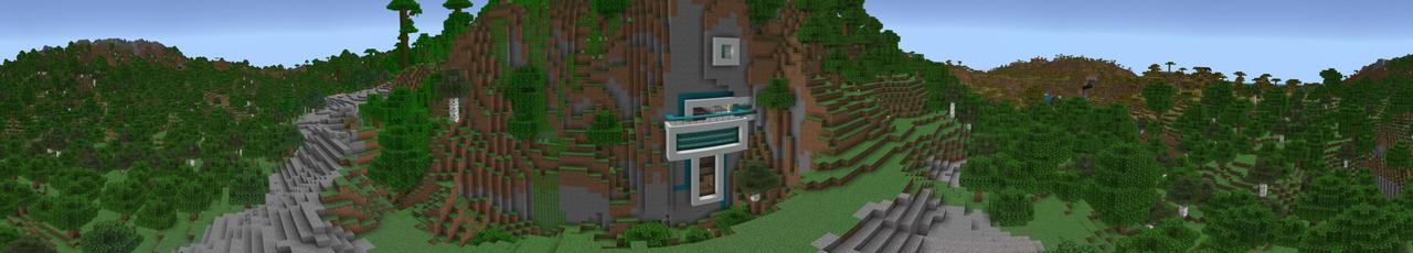Panorama of the Minecraft Bedrock Marketplace product Modern Mountain House created by In Mine.