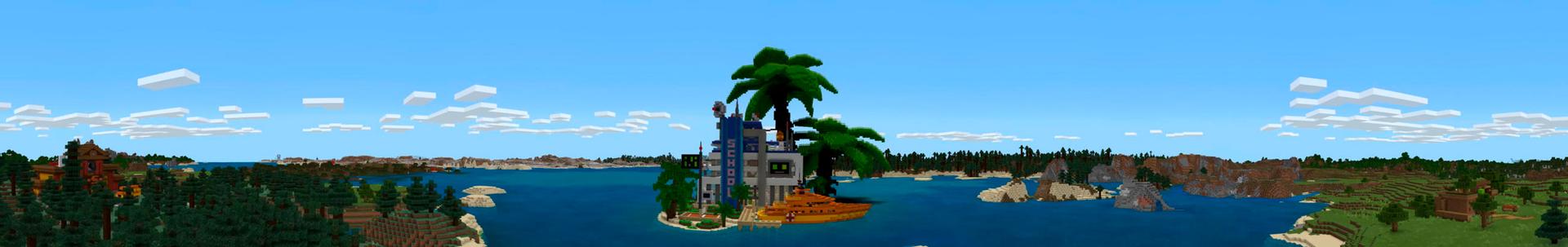 Panorama of the Minecraft Bedrock Marketplace product Noob Pro Hacker Schools created by In Mine.