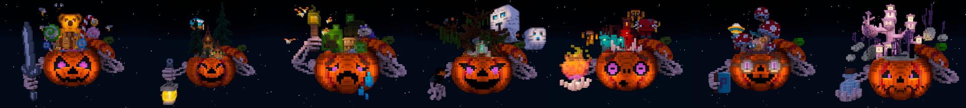 Panorama of the Minecraft Bedrock Marketplace product Skyblock Halloween created by In Mine.