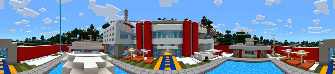 Panorama of the Minecraft Bedrock Marketplace product $1,000,000 Winter House created by In Mine.