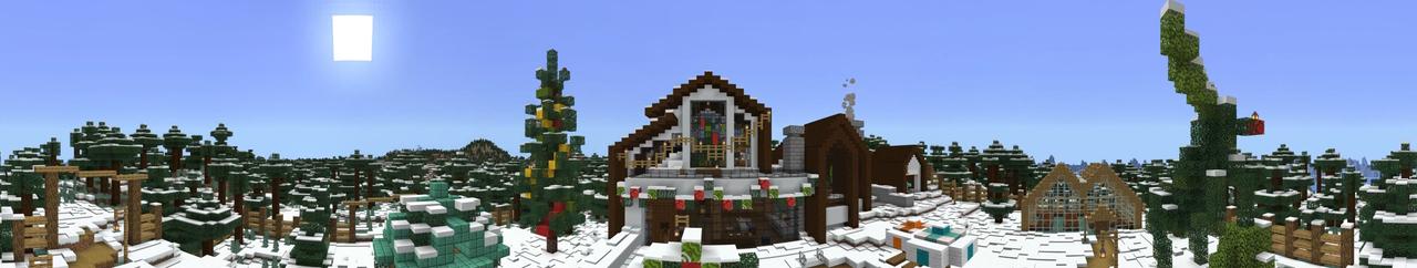 Panorama of the Minecraft Bedrock Marketplace product Winter Holidays House created by In Mine.