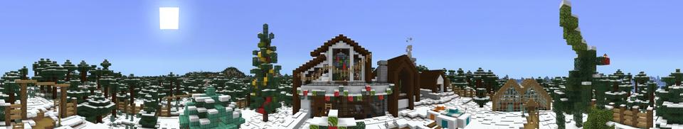 Panorama of the Minecraft Bedrock Marketplace product Winter Holidays House created by In Mine.