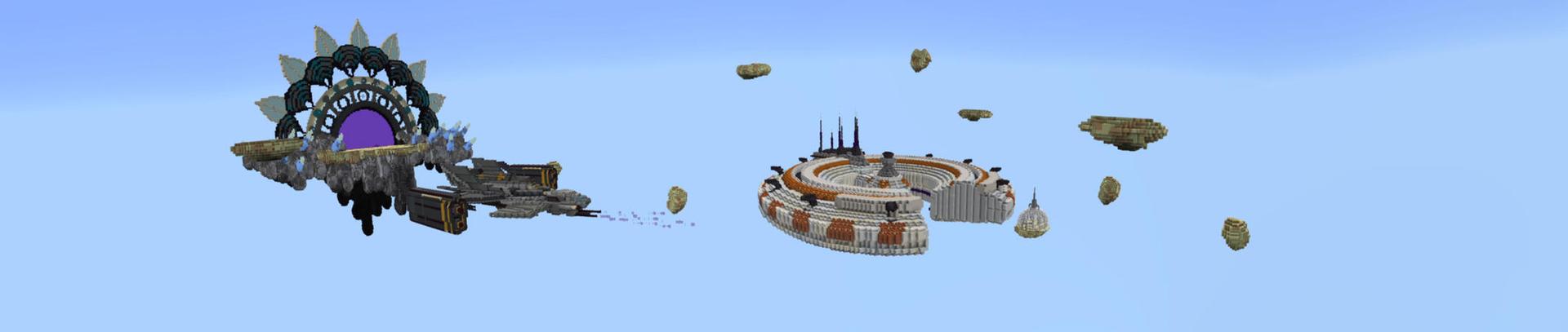 Panorama of the Minecraft Bedrock Marketplace product Skyblock Space Wars created by inPixel.