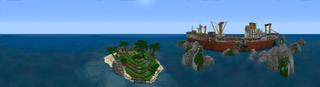 Panorama of the Minecraft Bedrock Marketplace product Survival Boat created by inPixel.